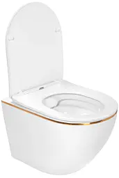 Підвісний унітаз Rea Carlo white mini flat gold edge REA-C1222, Білий - мініатюра 3