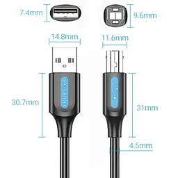 Кабель USB 2.0 AM-BM, 1.5 м, 480Mbps Printer PVC чорний Vention - мініатюра 3