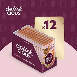 Вологий корм для котів Delickcious Смужки з лососем та сиром в крем супі 85 г - мініатюра 6