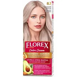 Крем-фарба Florex для волосся КЕРАТИН 8.1 Сніжний блонд