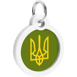 Адресник для собак і котів Waudog Smart ID з QR паспортом Тризуб олива 25 мм - мініатюра 4