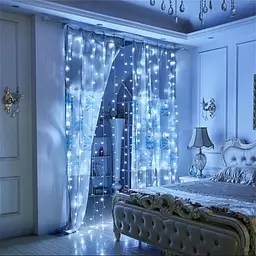 Новорічна гірлянда водоспад холодний білий гірлянда штора на вікно Xmas W-3 3х1.9 м 336 Led - мініатюра 2