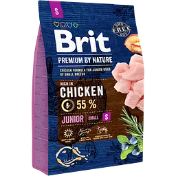 Сухой корм для щенков и молодых собак Brit Premium Dog Junior S, с курицей, 3 кг