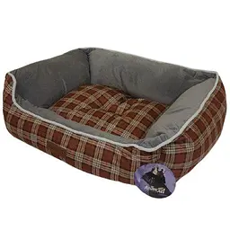 Лежанка AnimAll Nena Soft L BURGUNDY для собак та котів клітинка 65×51×18 см
