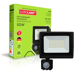 Прожектор Eurolamp LED з датчиком руху чорний (LED-FL-50/65(sensor)) - мініатюра 2