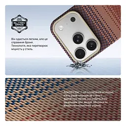 Защитный чехол для Apple iPhone 17 Pro, BlackIcon Kevlar MagCase, кевларовый, разноцветный, панель, накладка с поддержкой MagSafe, противоударный, защита всего корпуса, усиленные углы, совместим с беспроводной зарядкой, ArmorStandart (ARM90154) - мініатюра 4