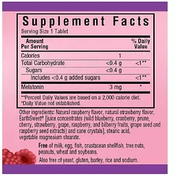 Мелатонін Bluebonnet Nutrition EarthSweet зі смаком малини 3 мг 60 таблеток - мініатюра 2