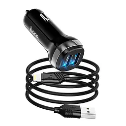 Адаптер автомобільний HOCO Lightning Cable Superior dual port car charger set Z40 чорний