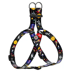 Шлея для собак анатомічна Waudog Nylon з QR паспортом, малюнок NASA, пластиковий фастекс, L, Ш 25 мм, Д 60-90 см