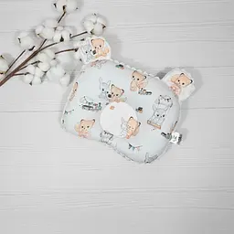 Дитяча ортопедична подушка 24×32 для новонароджених a.l.babybox Казкові друзі Молочний