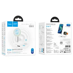 Бездротовий зарядний пристрій Hoco CQ12 Joyfull 3-in-1 wireless fast charger Білий - мініатюра 2