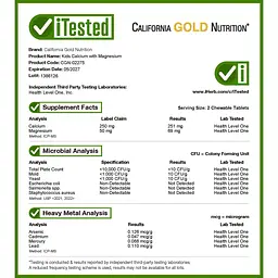 Кальцій та Магній для дітей California Gold Nutrition Chewable Calcium with Magnesium For Children смак торта 90 жувальних таблеток - мініатюра 4
