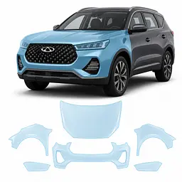 Антигравійна захисна бронеплівка за лекалами для Chery Tiggo 7 Pro I 2020-2022 - передня частина авто (капот бампер крила))