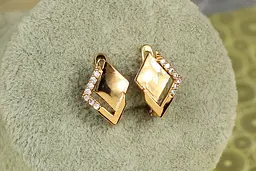 Сережки Xuping Jewelry Подвійний ромб 1,5 см золотисті - мініатюра 3