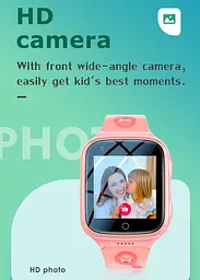 Розумний дитячий годинник-телефон Lemfo K11H з GPS трекером, SIM-картою, Wi-Fi, HD камерою, прослуховуванням та акумулятором 1000 мАг Рожевий - мініатюра 9
