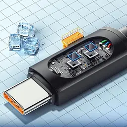 Кабель ESSAGER Enjoy LED Digital Display USB Charging Cable 7 A USB A Type C 2 м Black (EXCT-XYA01-P) - мініатюра 6
