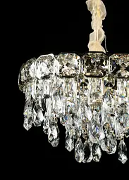 Золота підвісна люстра з кришталевим декором Splendid Ray L2197/490*H300/10, 49 см на 10 ламп E14 з великими підвісками - мініатюра 3