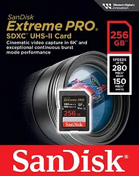 SanDisk Карта пам'яті SD 256GB C10 UHS-II U3 R280/W150MB/s Extreme Pro V60 - мініатюра 9