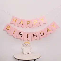 Гірлянда-прапорці Happy Birthday one size, рожевий - мініатюра 3