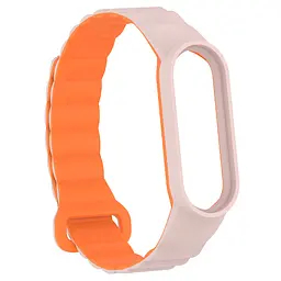 Ремінець Dual-color Magnetic для Xiaomi Mi Band 7/6/5/4/3 Light Pink / Orange - мініатюра 3