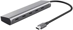 Хаб Halyx USB-C > 5xUSB-C Алюміній 0.1м сірий Trust teh0018430