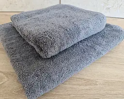 Набір турецьких махрових однотонних рушників Gulcan 50х90+70х140 сірий Grey щільність 480 г/м2 петля 16/1 - мініатюра 3