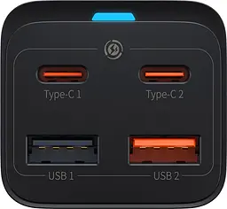 Мережевий зарядний пристрій Baseus GaN3 Pro Desktop Fast Charger 2C+2U 65W + Cable USB-C to USB-C Black (CCGP040101) [80903] - мініатюра 2