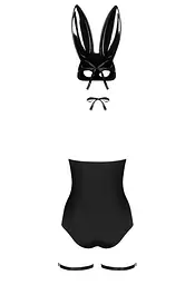Еротичний костюм кролика Obsessive Bunny costume S/M, black, боді, чокер, гартери, панчохи, маска - мініатюра 4