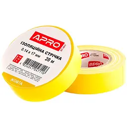 Стрічка електроізоляційна APRO ізолента 17 x 0.14мм x 20м жовта в упаковці 5 шт.