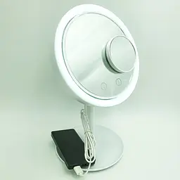 Настільне косметичне дзеркало з LED підсвічуванням та вентилятором Beauty Breeze Mirror білий - мініатюра 4