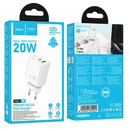 МЗП Hoco N61 Gentle PD20W+QC3.0 (1USB-A/1C) White - мініатюра 4