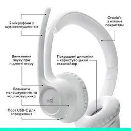 Навушники Logitech Zone 300 Bluetooth Off-White (981-001417) - мініатюра 6