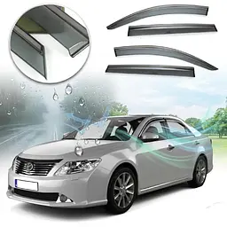 Дефлектори вікон вітровики Benke для Toyota Camry 50 / 55 2011-2018 Антихром (Тенмний Молдинг Нержавіюча сталь 3D)