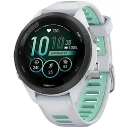 Смарт-годинник Garmin Forerunner 265S білий корпус з чорним безелем та білим силіконовим ремінцем