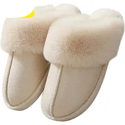 Жіночі домашні капці з хутром Slippers теплі м’які закриті тапочки для дому 44-45 білого кольору KT8003805