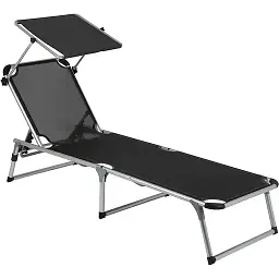 Ліжко розкладне Bo-Camp Sun Lounger With Sunscreen 5 Positions Black (1304460)