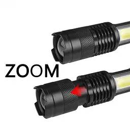 Ліхтар від USB ручний акумуляторний зі скобою та боковим СОВ Zoom з/в USB ліхтарик у футлярі POLICE BL-525 Q5 - мініатюра 5