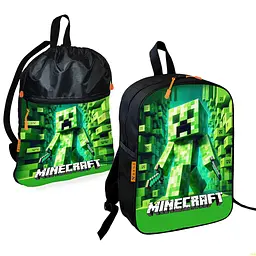 Шкільний рюкзак дитячий Minecraft + Сумка для взуття спортивної форми рюкзак-мішок для хлопчика (01734)