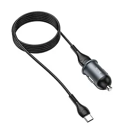 Адаптер автомобільний HOCO Z43 Mighty + Type-C Cable single port car charger 1USB 18W чорний