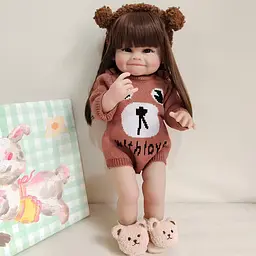 Реалістична Кукла Реборн 55 см повністю силіконова Doll Reborn Baby Born К0100619 - мініатюра 4
