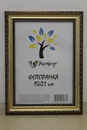 Фоторамка 15х21, золото-коричнева із золотим обрамленням, 333-х811-10, Скло + Картон