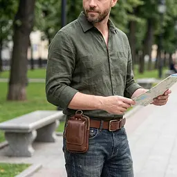 Барсетка поясна чоловіча 20417 Vintage коричнева - мініатюра 2