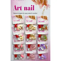 Нігті накладні кольорові з малюнком та камінчиками Art Nail 14315 упаковка 12 шт., 01