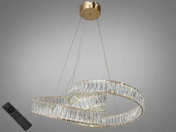 Люстра світлодіодна Diasha 531/600G, 80W, золото, кристалічна, сучасний стиль, тросове підвісне кріплення, висота 115 см, діаметр
