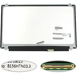 Матриця 15.6" B156HTN03.3 1920х1080, 40pin, LED, SLIM вертикальні вушка, матова, роз'єм справа внизу для ноутбука