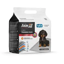 Пелюшки для собак і цуценят AnimAll Puppy Training Pads з активованим вугіллям, 60×90 см, 50 шт