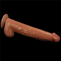Фалоімітатор LoveToy Sliding-Skin Dual Layer Dong King Sized 34 см коричневий - мініатюра 21