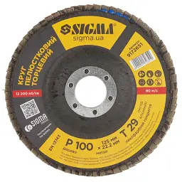 Круг зачистний Sigma пелюстковий торцевий Т29 (конічний) 125мм P100 (9172651) - мініатюра 2