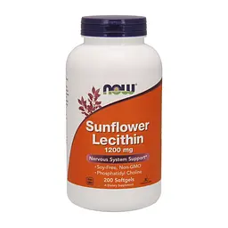 Натуральна добавка NOW Sunflower Lecithin 1200 mg, 200 капсул