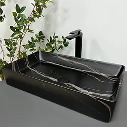 Умивальник VBI Triest black stone matt накладний VBI-012703, Чорний матовий - мініатюра 2